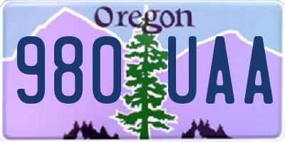 OR license plate 980UAA
