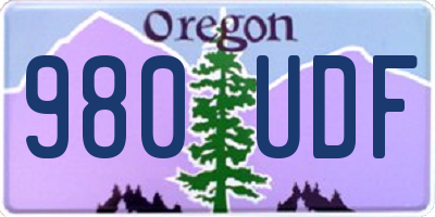 OR license plate 980UDF