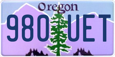 OR license plate 980UET