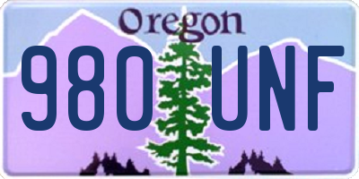 OR license plate 980UNF