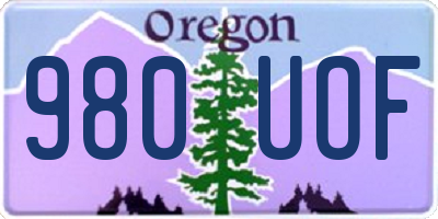 OR license plate 980UOF