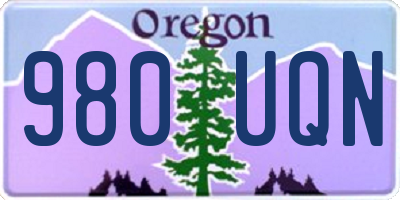 OR license plate 980UQN