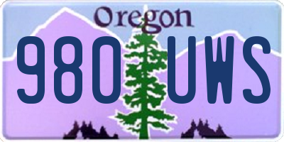 OR license plate 980UWS