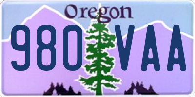OR license plate 980VAA