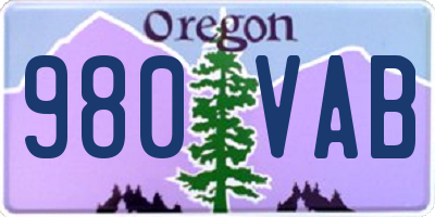 OR license plate 980VAB