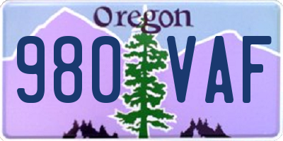 OR license plate 980VAF