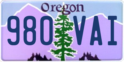 OR license plate 980VAI