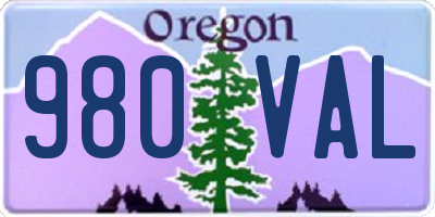 OR license plate 980VAL