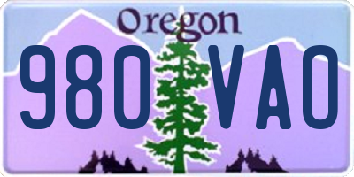 OR license plate 980VAO