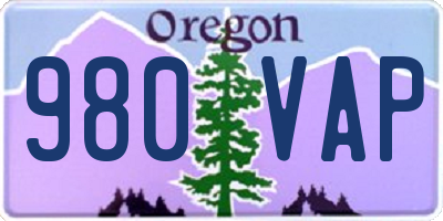 OR license plate 980VAP