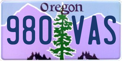 OR license plate 980VAS