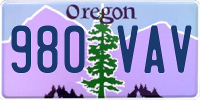 OR license plate 980VAV