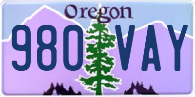 OR license plate 980VAY