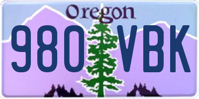 OR license plate 980VBK