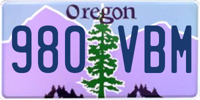 OR license plate 980VBM