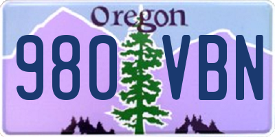 OR license plate 980VBN