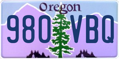 OR license plate 980VBQ
