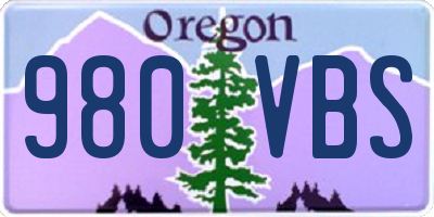 OR license plate 980VBS