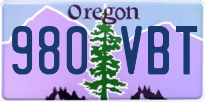 OR license plate 980VBT