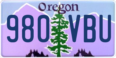 OR license plate 980VBU