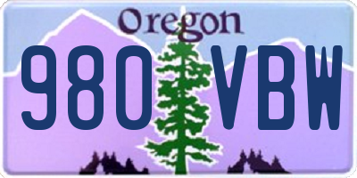OR license plate 980VBW