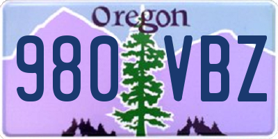 OR license plate 980VBZ