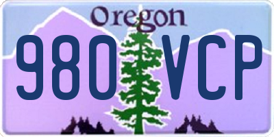 OR license plate 980VCP