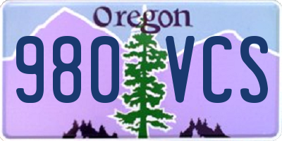 OR license plate 980VCS