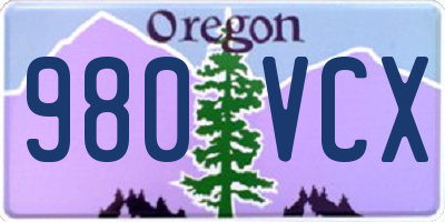 OR license plate 980VCX