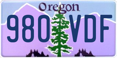 OR license plate 980VDF