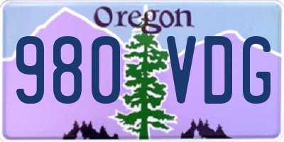 OR license plate 980VDG