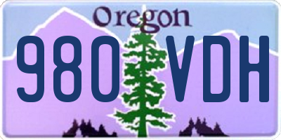 OR license plate 980VDH