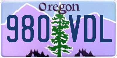 OR license plate 980VDL