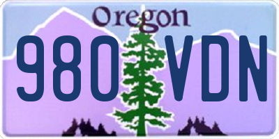 OR license plate 980VDN