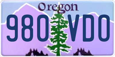 OR license plate 980VDO