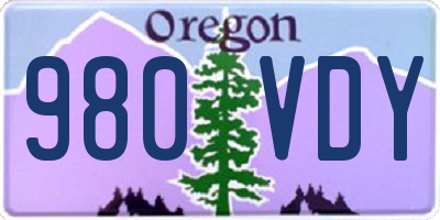 OR license plate 980VDY
