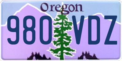 OR license plate 980VDZ