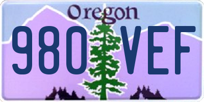 OR license plate 980VEF