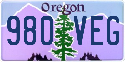 OR license plate 980VEG