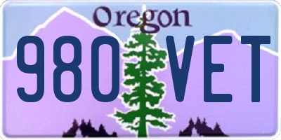 OR license plate 980VET
