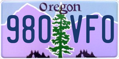 OR license plate 980VFO
