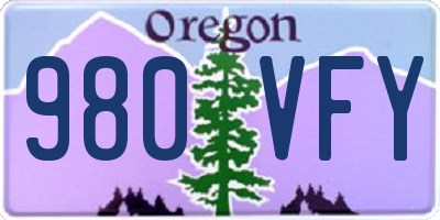 OR license plate 980VFY
