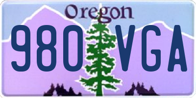 OR license plate 980VGA