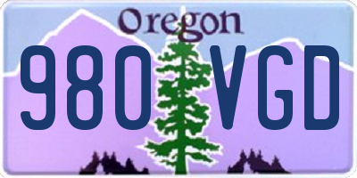 OR license plate 980VGD