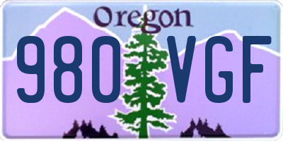 OR license plate 980VGF