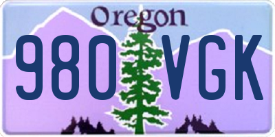 OR license plate 980VGK