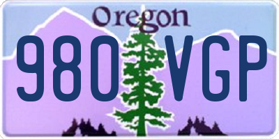 OR license plate 980VGP