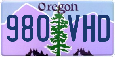 OR license plate 980VHD