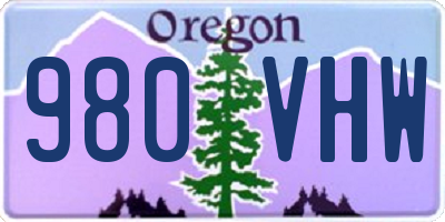 OR license plate 980VHW