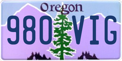 OR license plate 980VIG